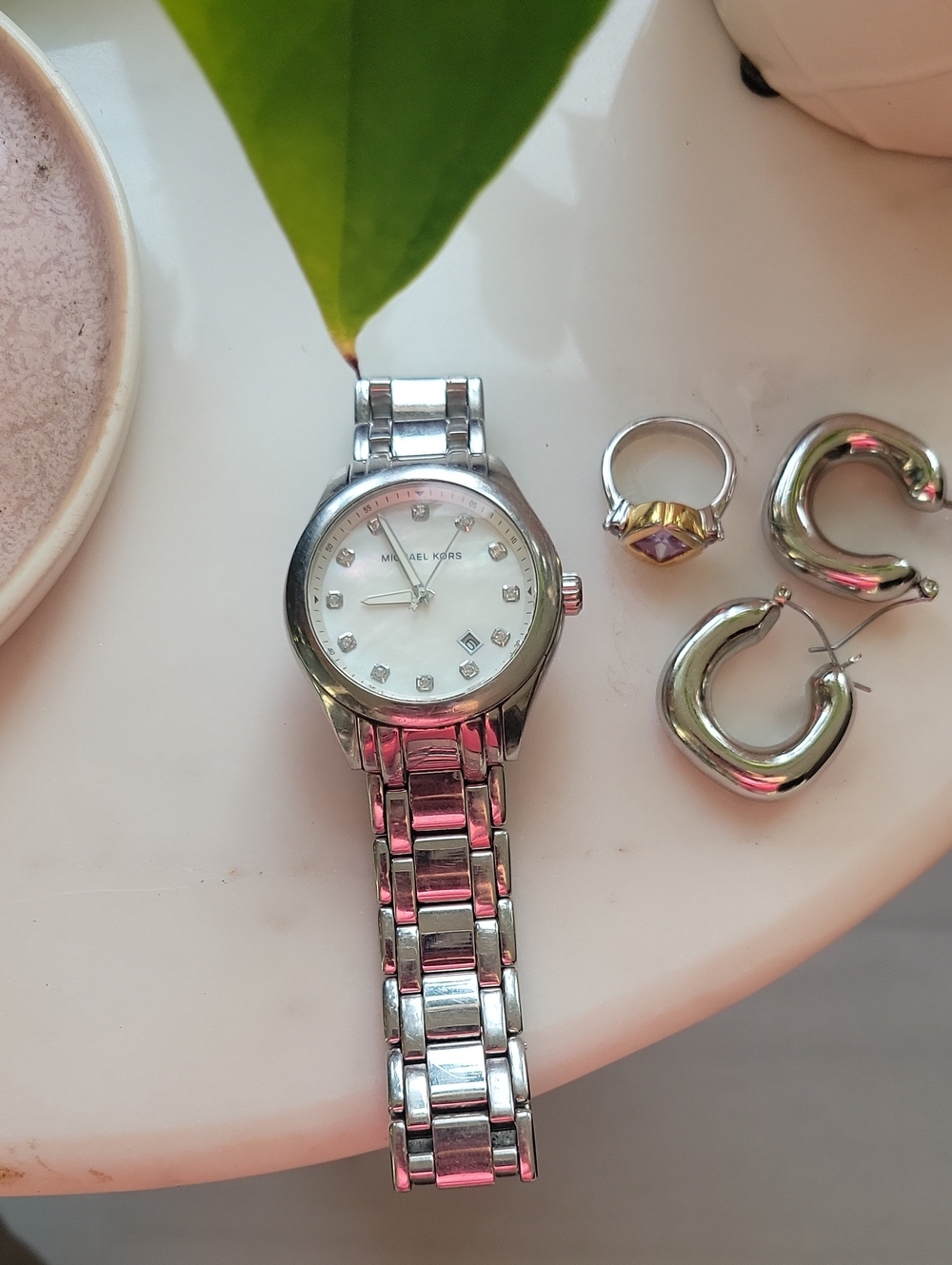 Michael Kors Silver Women’s Bracelet Watch with Crystal Markers